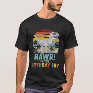 Kids Birthday Boy Dino T Rex Dinosaur Boys Matchin T-Shirt