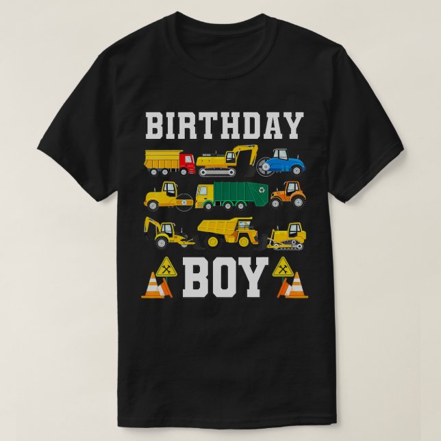 Kids Birthday Boy  Funny Construction Birthday  T-Shirt (Design Front)