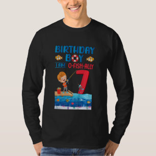 Kids Birthday Boy I Am O Fish Ally 7 Years Old 7th T-Shirt