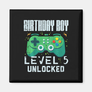 Kids Birthday Boy Level 5 Unlocked Gamer Controlle Magnet