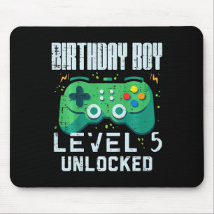Kids Birthday Boy Level 5 Unlocked Gamer Controlle Mouse Pad