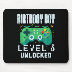 Kids Birthday Boy Level 8 Unlocked Gamer Controlle Mouse Pad