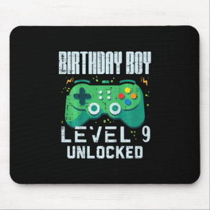 Kids Birthday Boy Level 9 Unlocked Gamer Controlle Mouse Pad