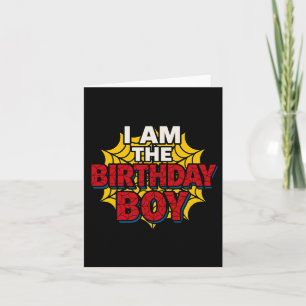 Kids Birthday Boy Spider Theme Bday Party Matching Card