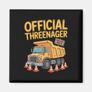 Kids Birthday Boy Three Years Old Threenager Const Magnet