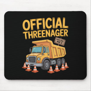 Kids Birthday Boy Three Years Old Threenager Const Mouse Pad