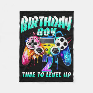 Kids Birthday Boy Time To Level Up Gamer Video Gam Fleece Blanket
