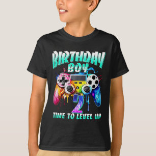 Kids Birthday Boy Time To Level Up Gamer Video Gam T-Shirt
