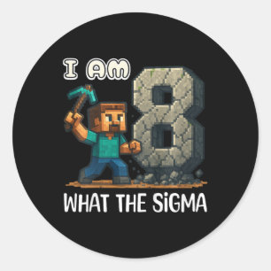 Kids Birthday Boys Shirt 8th Birthday Sigma Gaming Classic Round Sticker