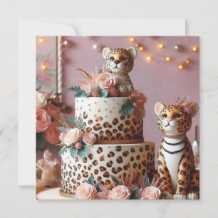KIDS BIRTHDAY CAKE CUTE LEOPARD THEME CARD