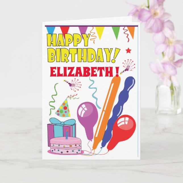 Kids Birthday Cards Add Name Personalised (Orchid)