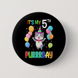 Kids Birthday Cat Shirt 5 Girls Boys 5th Birthday  6 Cm Round Badge