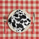 Kids Birthday Cow Hide Print Paper Plate<br><div class="desc">Cow hide splotchy print,  editable base colour (white)</div>