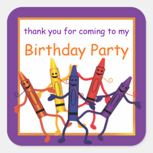 Kids Birthday Crayon Party Favours Large Sticker