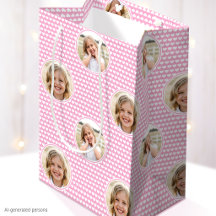 Kids Birthday Custom Photo Pink Hearts