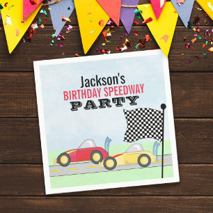 Kids Birthday Cute Boy Cartoon Race Cars Napkin