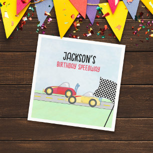 Kids Birthday Cute Race Car Custom Napkin