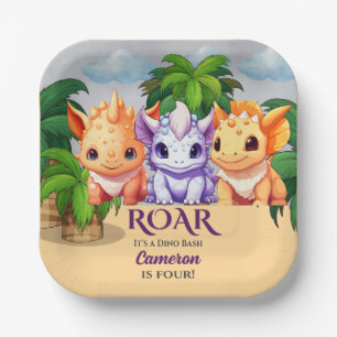 Kid's Birthday Dinosaur Party a Dino Bash Any Age Paper Plate