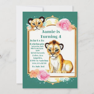 Kids Birthday Featuring a Lion Cub Invitation