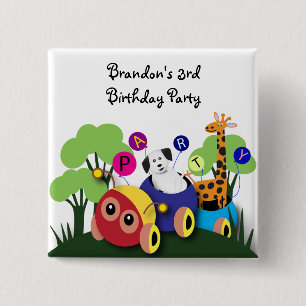 Kids birthday: Fun caterpillar train 15 Cm Square Badge