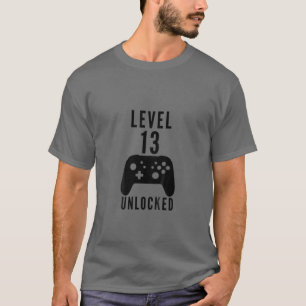 Kids Birthday Gamer Level 13 Unlocked Video Game C T-Shirt