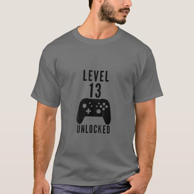 Kids Birthday Gamer Level 13 Unlocked Video Game C T-Shirt (Front)