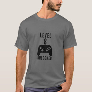 Kids Birthday Gamer Level 8 Unlocked Video Game Co T-Shirt