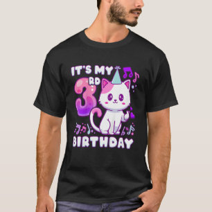 Kids Birthday girl 3 years old, K-pop kitten with  T-Shirt