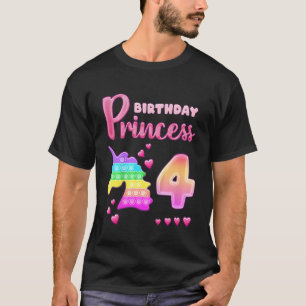 Kids Birthday Girl 4 Year Old Unicorn Pop It Fidge T-Shirt