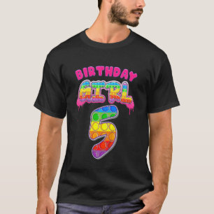 Kids Birthday Girl 5 Year Old Pop It's Fidget Pop T-Shirt