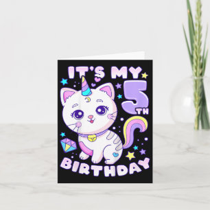 Kids Birthday Girl 5 Years Old  Card