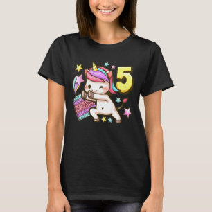 Kids Birthday girl 5 years old, Unicorn, Pop It, N T-Shirt