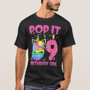 Kids Birthday Girl Fidget Toy Pop It 9th Birthday  T-Shirt