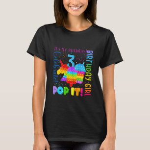 Kids Birthday Girl Pop It Unicorn Ice Cream Cup It T-Shirt