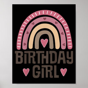 Kids Birthday Girl Quote Boho Rainbow Poster
