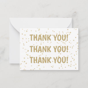 Kid's Birthday Gold Glitter Thankyou Card