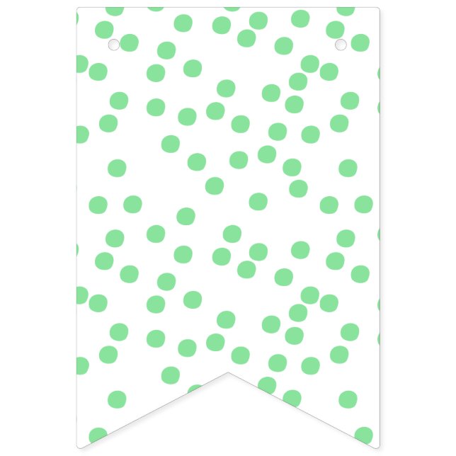 Kids Birthday - Green Polkadots Pattern Bunting (First Flag)