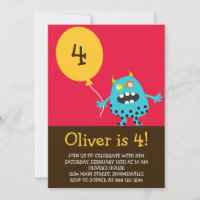 Kids Birthday Invitation - Blue Kooky Monster