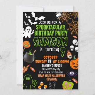 Kids Birthday Invitation , Halloween Birthday