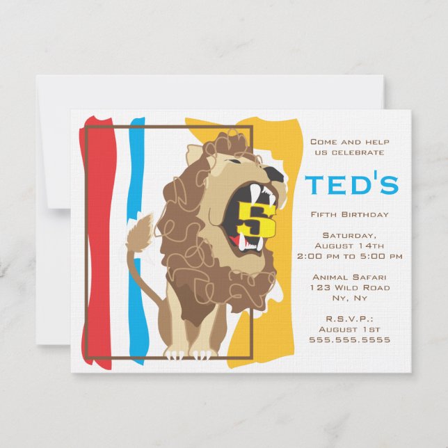 Kids Birthday Invitation - Lion (Front)
