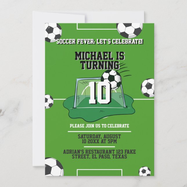 Kids birthday invitation: Soccer fever, QR code Invitation (Front)