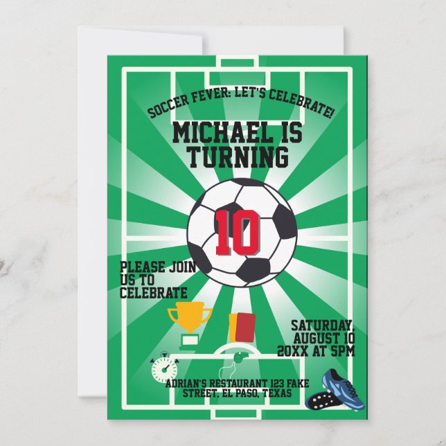 Kids birthday invitation: Soccer fever, QR code Invitation (Front)