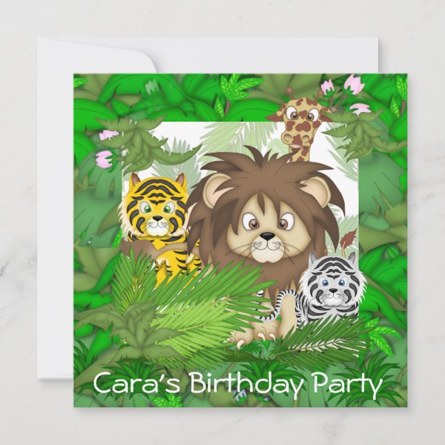KIDS BIRTHDAY Jungle ZOO Invitations NEUTRAL (Front)