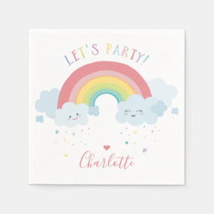 KIDS BIRTHDAY LET'S PARTY pastel colours rainbow Napkin