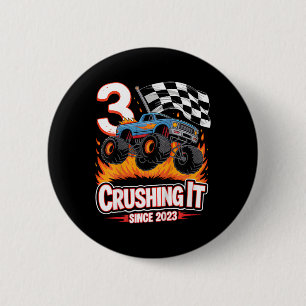 Kids Birthday Monster Truck 3 Year Old Boys 3rd Pa 6 Cm Round Badge