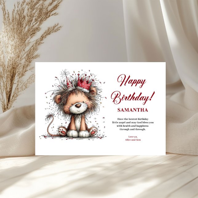 Kids Birthday Name Funny Animals Red Black Card (Kids Birthday Name Funny Animals Red Black greeting card)