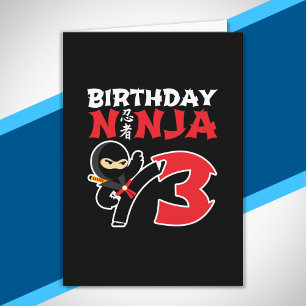 Kids Birthday Ninja - 3 Year Old Party Theme Card