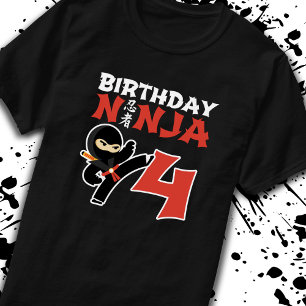 Kids Birthday Ninja - 4 Year Old Party Theme T-Shirt