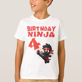 Kids Birthday Ninja - 4 Year Old  T-Shirt