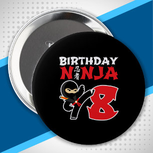 Kids Birthday Ninja - 8 Year Old Party Theme 10 Cm Round Badge